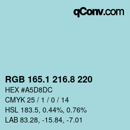カラーコード: RGB 165.1 216.8 220 | qconv.com