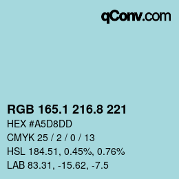 Farbcode: RGB 165.1 216.8 221 | qconv.com