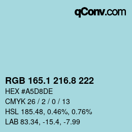 Farbcode: RGB 165.1 216.8 222 | qconv.com