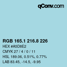 Color code: RGB 165.1 216.8 226 | qconv.com