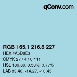 Farbcode: RGB 165.1 216.8 227 | qconv.com