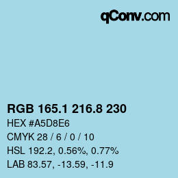 Color code: RGB 165.1 216.8 230 | qconv.com