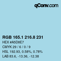 Color code: RGB 165.1 216.8 231 | qconv.com