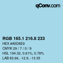 Color code: RGB 165.1 216.8 233 | qconv.com