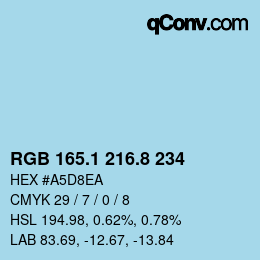 Color code: RGB 165.1 216.8 234 | qconv.com