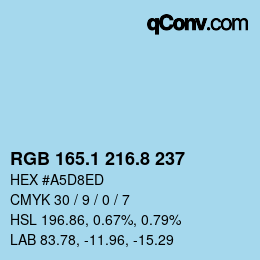Color code: RGB 165.1 216.8 237 | qconv.com