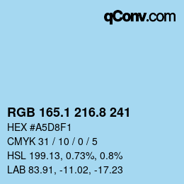 Color code: RGB 165.1 216.8 241 | qconv.com