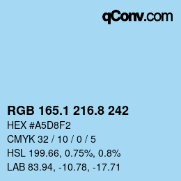 Color code: RGB 165.1 216.8 242 | qconv.com