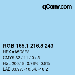 カラーコード: RGB 165.1 216.8 243 | qconv.com