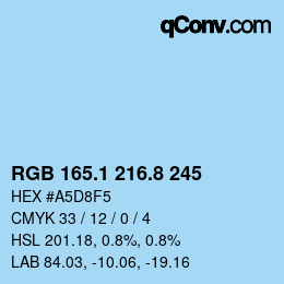 Color code: RGB 165.1 216.8 245 | qconv.com
