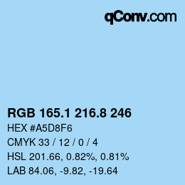 Farbcode: RGB 165.1 216.8 246 | qconv.com