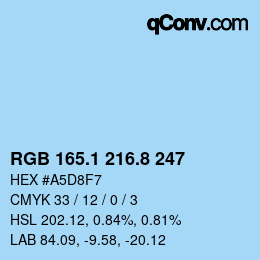 Código de color: RGB 165.1 216.8 247 | qconv.com
