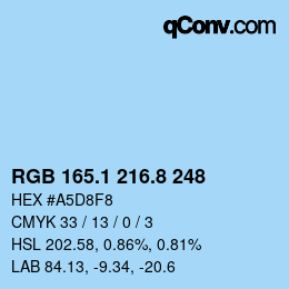 カラーコード: RGB 165.1 216.8 248 | qconv.com