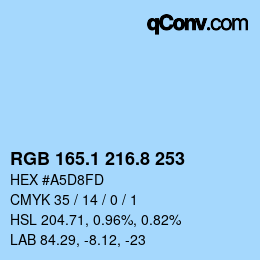 カラーコード: RGB 165.1 216.8 253 | qconv.com