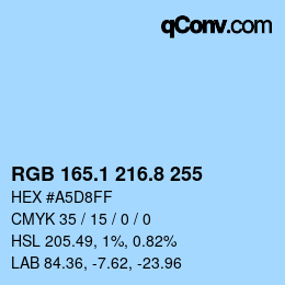 Farbcode: RGB 165.1 216.8 255 | qconv.com