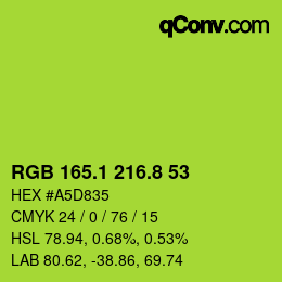 Color code: RGB 165.1 216.8 53 | qconv.com