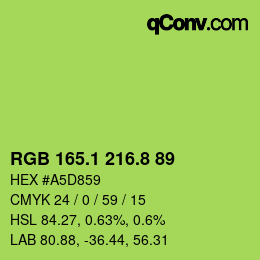 カラーコード: RGB 165.1 216.8 89 | qconv.com