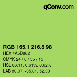 カラーコード: RGB 165.1 216.8 98 | qconv.com