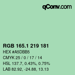 カラーコード: RGB 165.1 219 181 | qconv.com