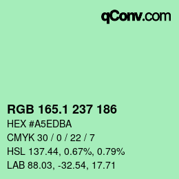 カラーコード: RGB 165.1 237 186 | qconv.com