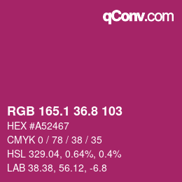 カラーコード: RGB 165.1 36.8 103 | qconv.com
