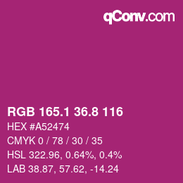 カラーコード: RGB 165.1 36.8 116 | qconv.com