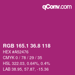 カラーコード: RGB 165.1 36.8 118 | qconv.com