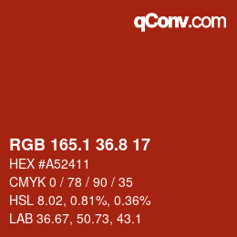 カラーコード: RGB 165.1 36.8 17 | qconv.com