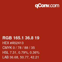 カラーコード: RGB 165.1 36.8 19 | qconv.com