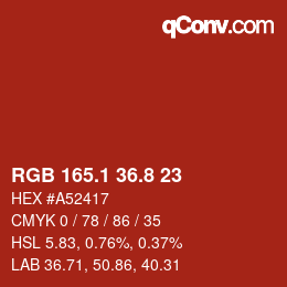Color code: RGB 165.1 36.8 23 | qconv.com
