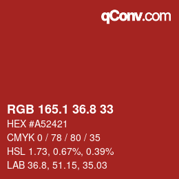Farbcode: RGB 165.1 36.8 33 | qconv.com