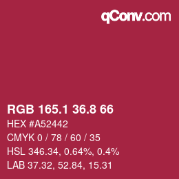 カラーコード: RGB 165.1 36.8 66 | qconv.com