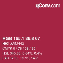 カラーコード: RGB 165.1 36.8 67 | qconv.com