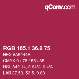 カラーコード: RGB 165.1 36.8 75 | qconv.com