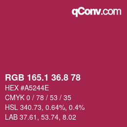 カラーコード: RGB 165.1 36.8 78 | qconv.com
