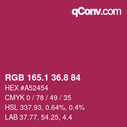 カラーコード: RGB 165.1 36.8 84 | qconv.com