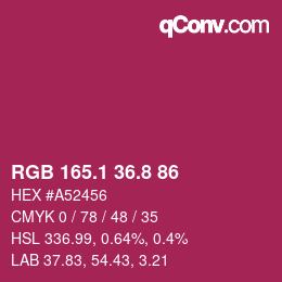 カラーコード: RGB 165.1 36.8 86 | qconv.com