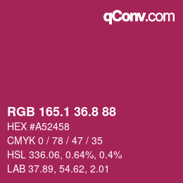 カラーコード: RGB 165.1 36.8 88 | qconv.com
