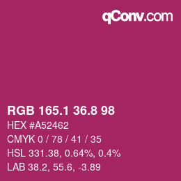 カラーコード: RGB 165.1 36.8 98 | qconv.com