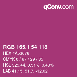 カラーコード: RGB 165.1 54 118 | qconv.com
