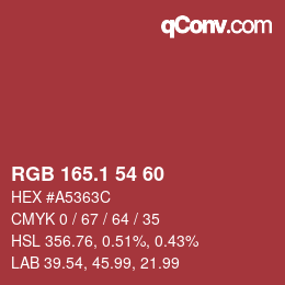 カラーコード: RGB 165.1 54 60 | qconv.com