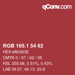 カラーコード: RGB 165.1 54 62 | qconv.com