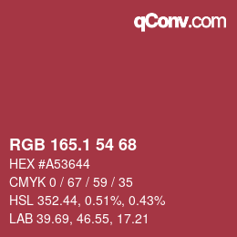 カラーコード: RGB 165.1 54 68 | qconv.com