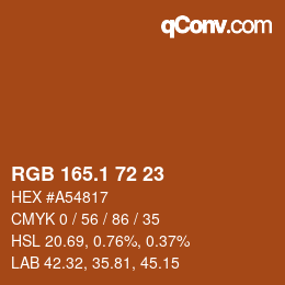 カラーコード: RGB 165.1 72 23 | qconv.com