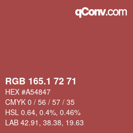 Color code: RGB 165.1 72 71 | qconv.com