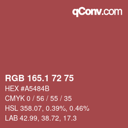 カラーコード: RGB 165.1 72 75 | qconv.com