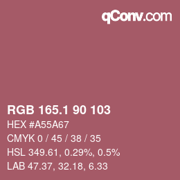 カラーコード: RGB 165.1 90 103 | qconv.com