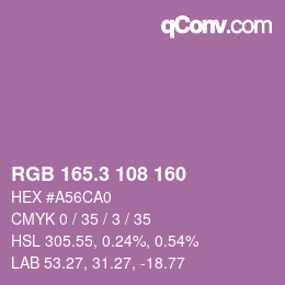カラーコード: RGB 165.3 108 160 | qconv.com