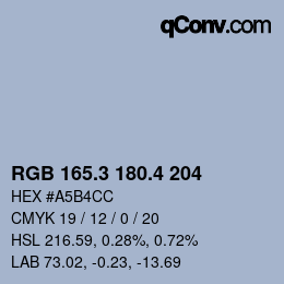 カラーコード: RGB 165.3 180.4 204 | qconv.com
