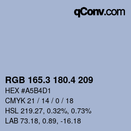 カラーコード: RGB 165.3 180.4 209 | qconv.com